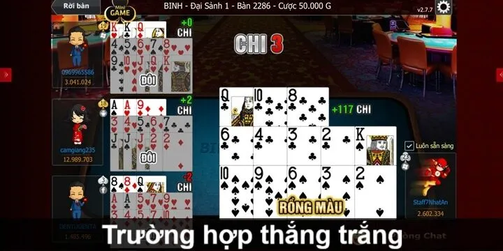 Trường hợp thắng trắng & những quy định khi đánh bài Mậu Binh
